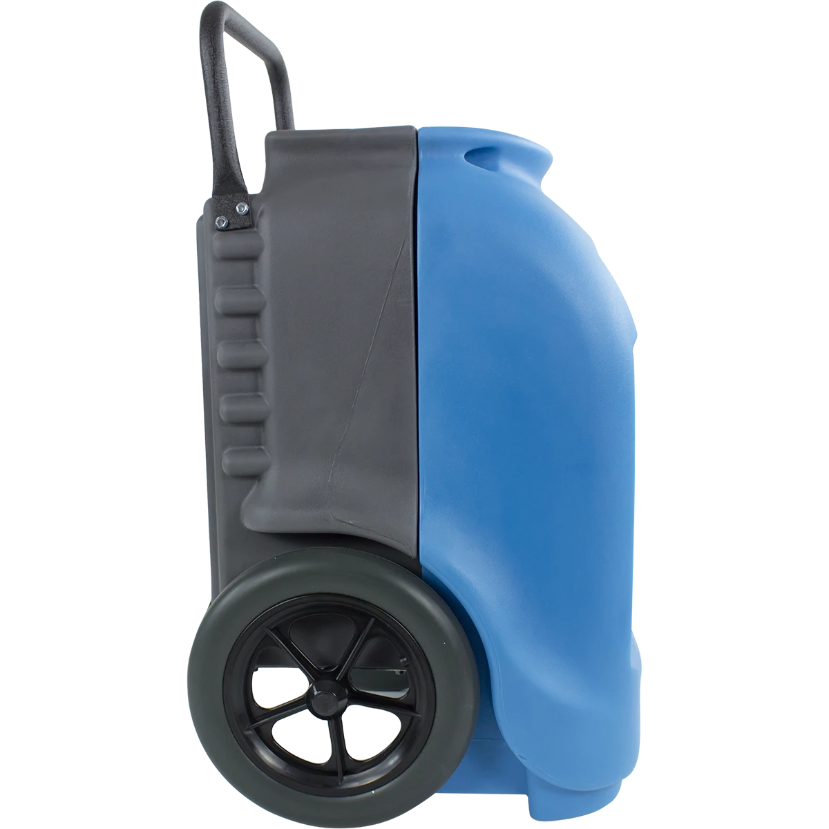 Blue and gray Driizair 1200 dehumidifier on a white background