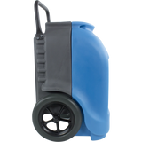 Blue and gray Driizair 1200 dehumidifier on a white background