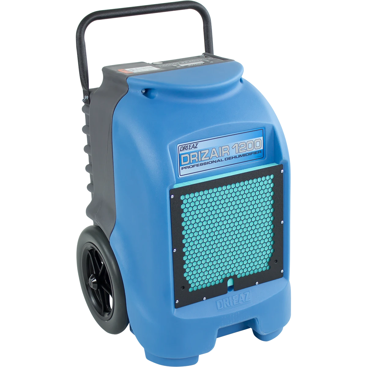 Blue Drizair 1200 professional dehumidifier on a white background