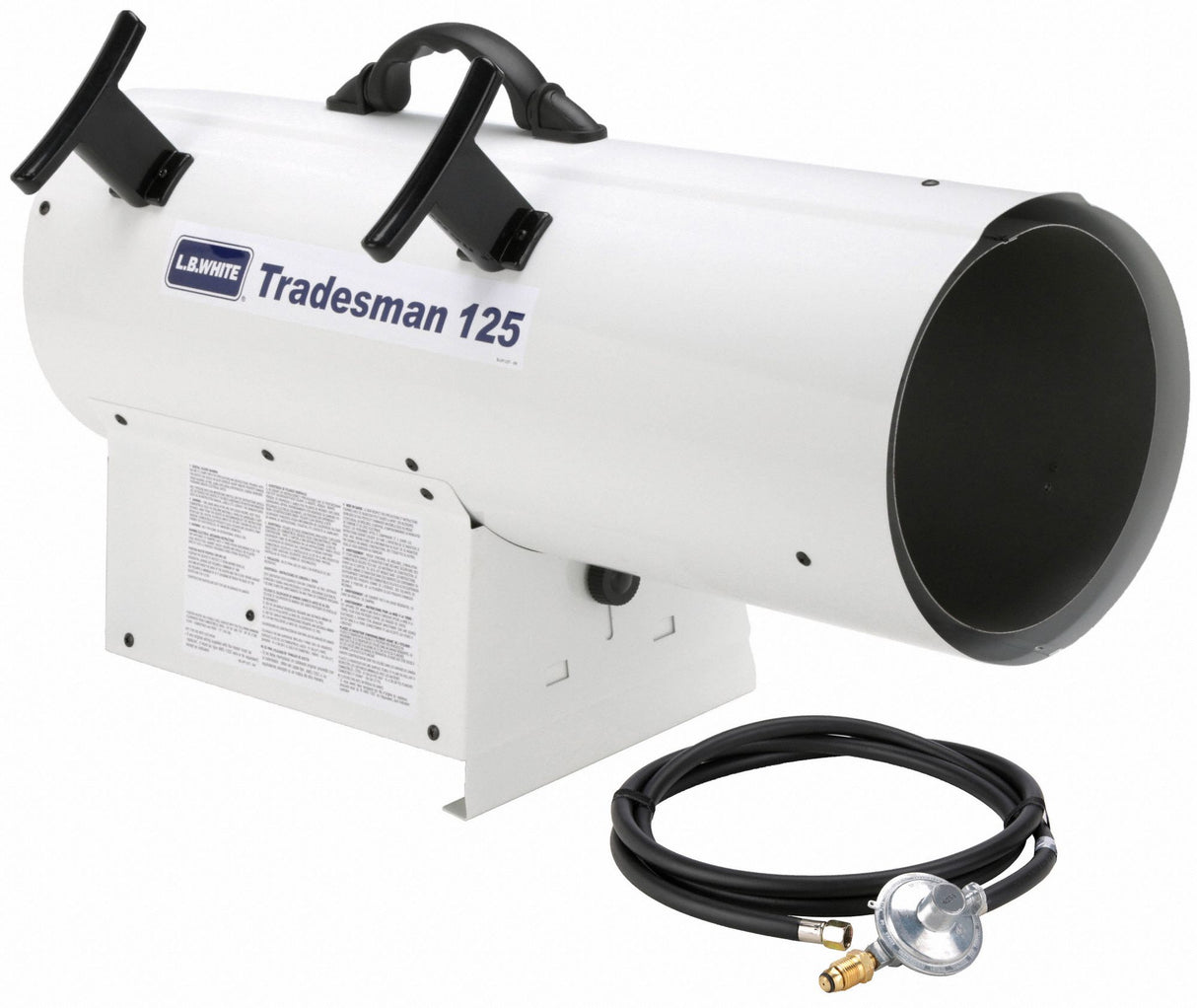 Heater Forced Air LP 125K BTU LB with black accents and 'Tradesman 125' branding on a white background.
