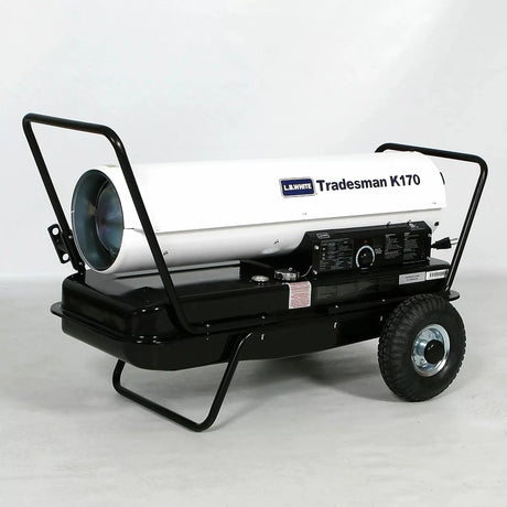 La.White Tradesman K170 portable heater on a white background