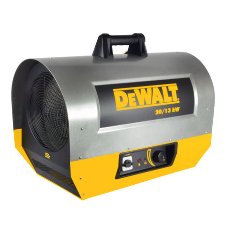 DeWalt portable heater with yellow and gray design on a white background