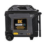 Black electric start inverter generator with visible branding on a white background