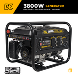 3800W generator with BE logo and specifications on a white background