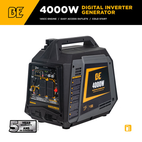 4000W digital inverter generator with BE branding on a white background