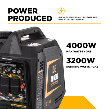 BE power generator with specifications on a white background