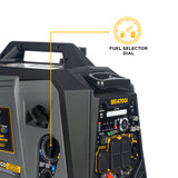 Portable generator with fuel selector dial highlighted on a white background