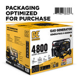 Box packaging of a gas generator with branding and specifications on a white background
