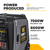 Generator with power specifications on a white background