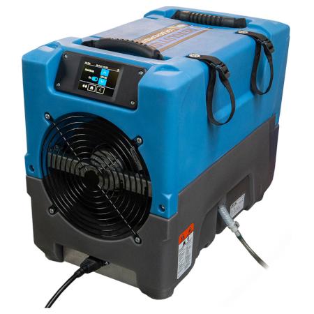 Blue and gray dehumidifier on a white background