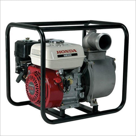 Honda water pump with red and black engine on a white background