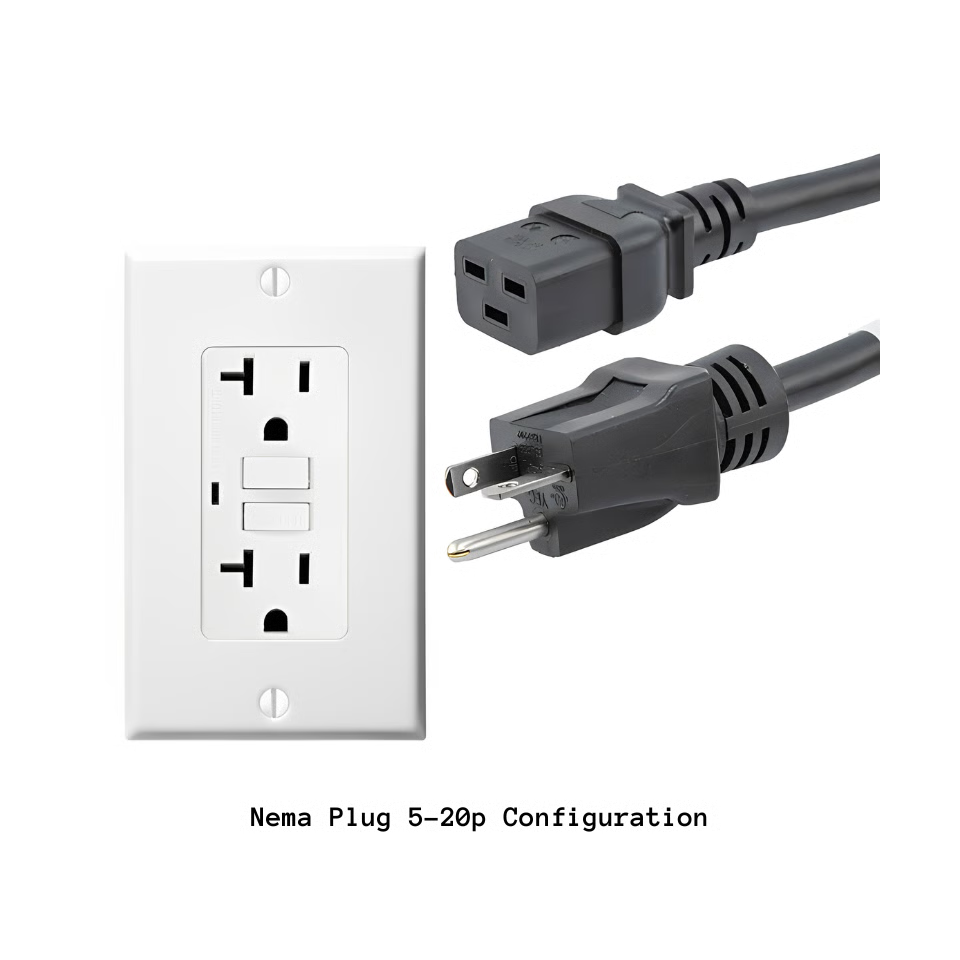Power outlet and Nema plug on a white background