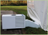 Outdoor Tent Heater LP 40K BTU LB unit on a patio with grass and a tent in the background