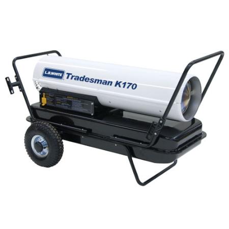 Portable propane heater with 'Tradesman K170' branding on a white background